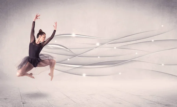 Ballet dancer performing modern dance with abstract lines — Stock Photo, Image