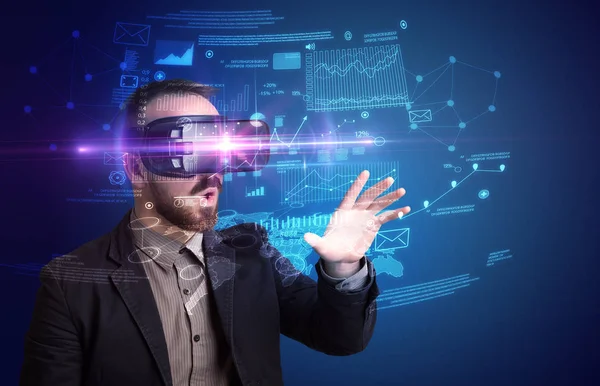 Businessman with virtual reality goggles — Stock Photo, Image