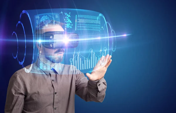 Businessman with virtual reality goggles — Stock Photo, Image