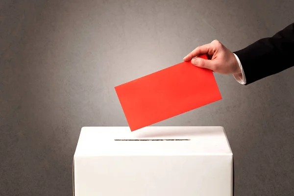 Ballot box with person casting vote — Stock Photo, Image