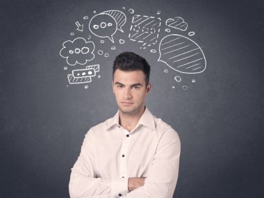 konuşma balonları ile işadamı