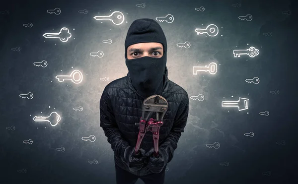 Burglar holding tool. — Stock Photo, Image