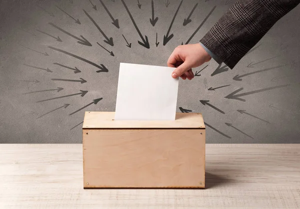 Close up of a ballot box and casting vote — Stock Photo, Image