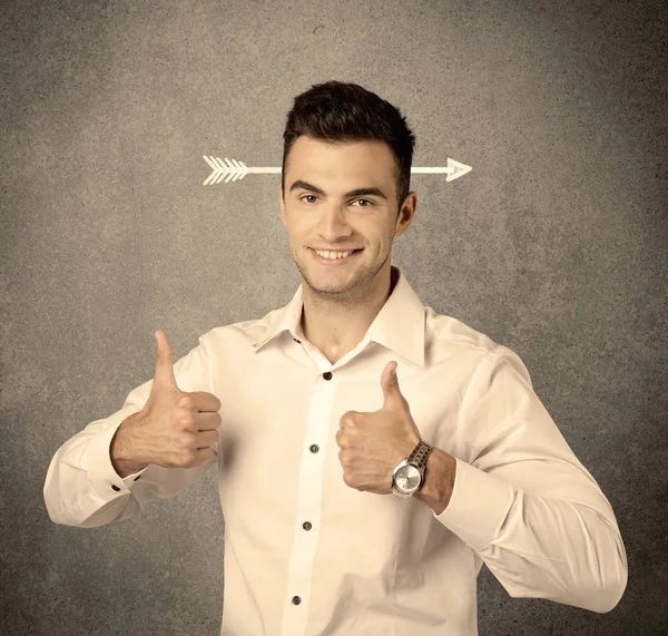 Young sales guy with arrow in the head — Stock Photo, Image