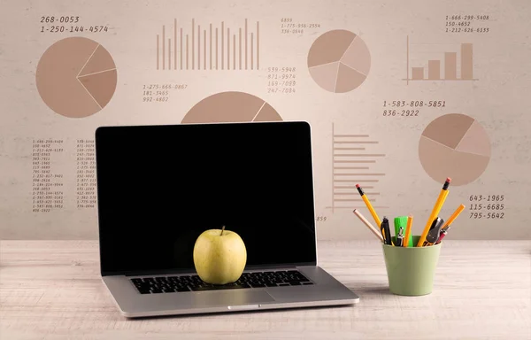 Pie chart graph office desk