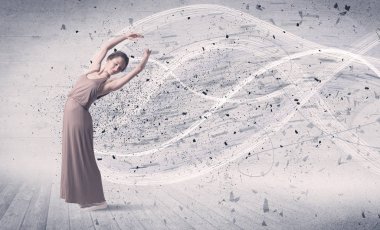 Performans balet enerji patlama parçacık ile atlama