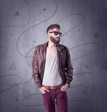 Sakallı ve klasik kameralı hippi.