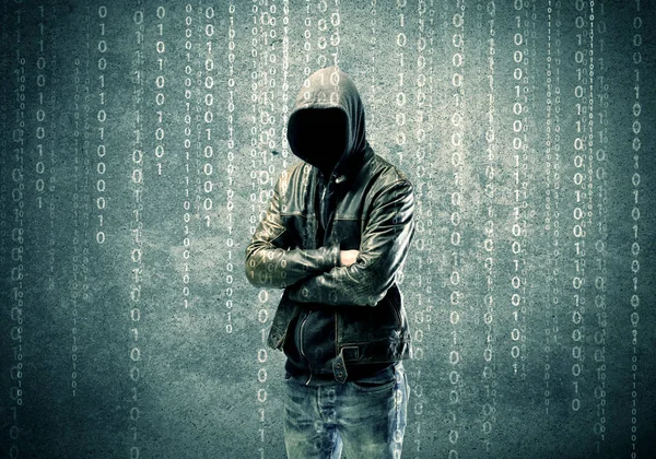 Wütender mysteriöser Hacker mit Zahlen — Stockfoto