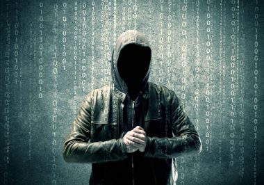 Sayıları olan öfkeli gizemli hacker.