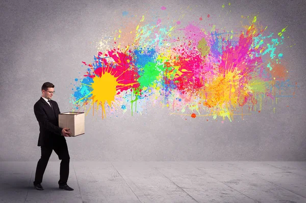 Colour splatter from box — Stock Photo, Image