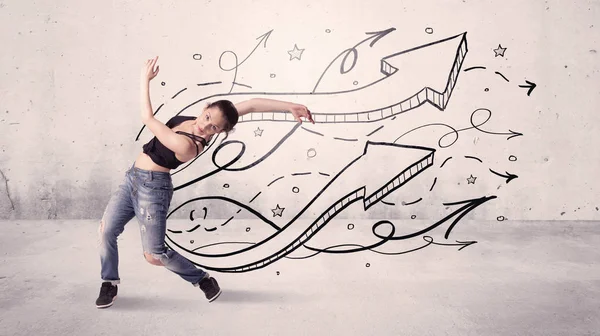 Straatdanser met pijlen en sterren — Stockfoto