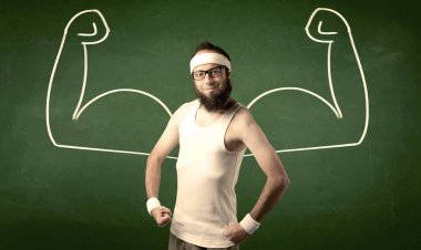 Sıska öğrenci kas istiyor.