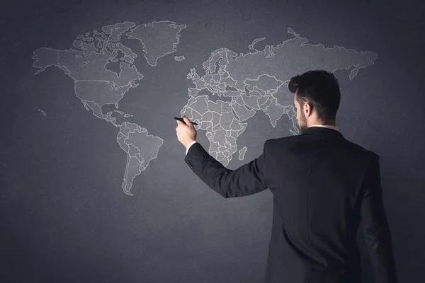 Hombre de negocios con mapa del mundo — Foto de Stock