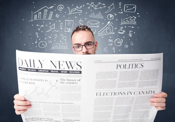 Businessman reading newspaper — Stock Photo, Image