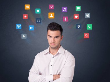 Renkli apps ile işadamı