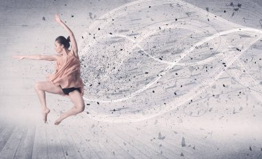 Performans balet enerji patlama parçacık ile atlama