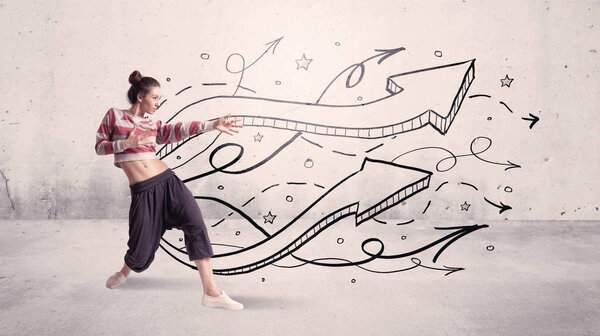 Street dancer with arrows and stars