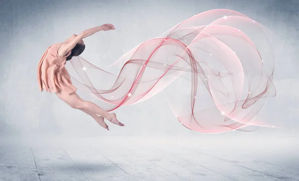 Dancing ballet performance artist with abstract swirl — Stock Photo, Image