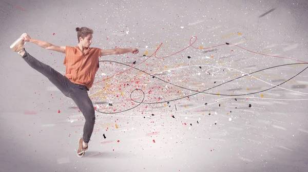 Urban dancing with lines and splatter — Stock Photo, Image