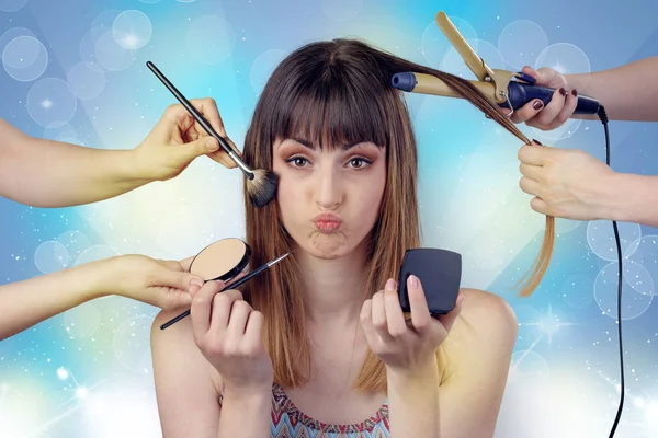 Retrato de menina magro com conceito brilhante colorido — Fotografia de Stock