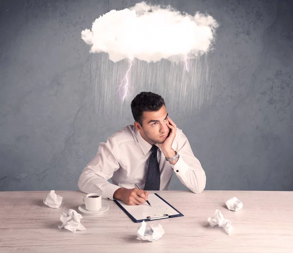 Stressed out businessman at office desk — Stock Photo, Image