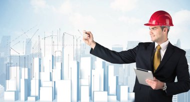 İşadamı çizim gökdelenler