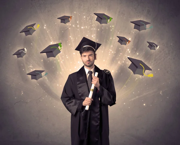 College afgestudeerd met veel vliegende hoeden — Stockfoto