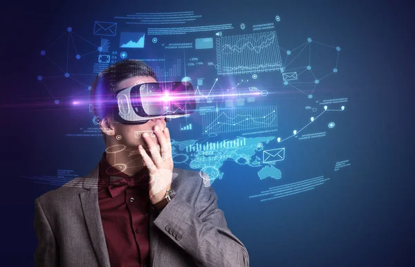 Businessman with virtual reality goggles — Stock Photo, Image