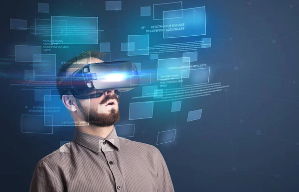 Businessman with virtual reality goggles — Stock Photo, Image