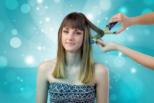 Graceful woman getting ready with shiny background — Stock Photo, Image