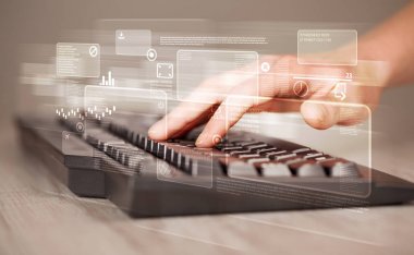 Yüksek teknolojili tuşlarla klavyeye dokunmak