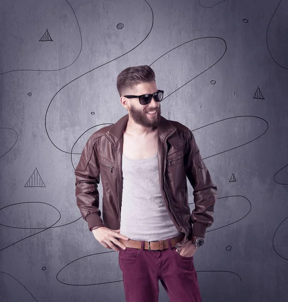 Sakallı ve klasik kameralı hippi.