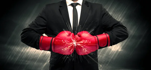 Boxing gloves clashing — Stock Photo, Image