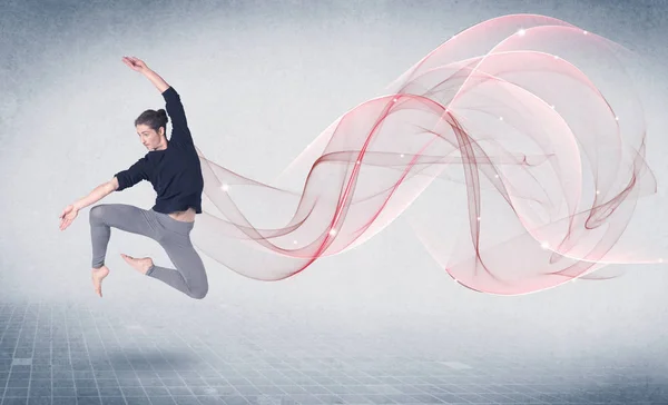 带抽象旋涡的芭蕾舞表演艺术家 — 图库照片