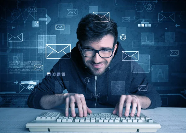 Intruder hacking email passcodes concept — Stock Photo, Image