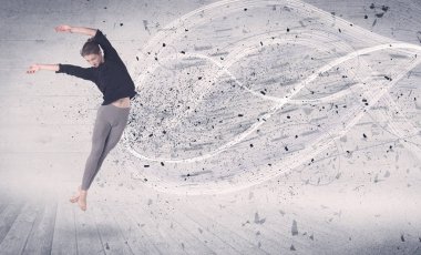 Performans balet enerji patlama parçacık ile atlama