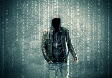 Sayıları olan öfkeli gizemli hacker.