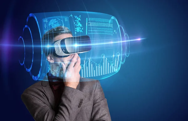 Businessman with virtual reality goggles — Stock Photo, Image