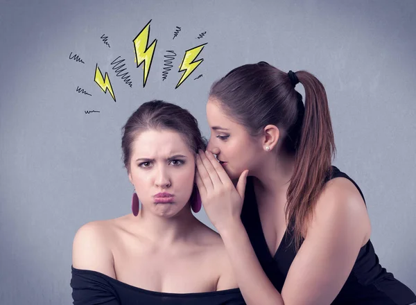 Girl telling secret things to her girlfriend — Stock Photo, Image