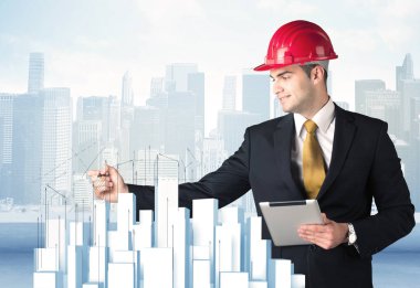 İşadamı çizim gökdelenler