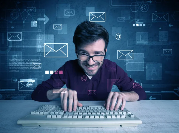 Intruder hacking email passcodes concept — Stock Photo, Image