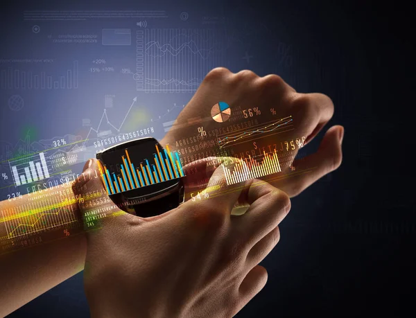 Smartwatch giyen kadın eli kapatın