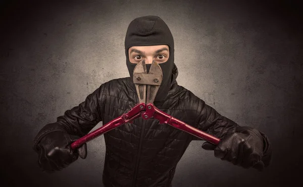 Burglar with tool. — Stock Photo, Image