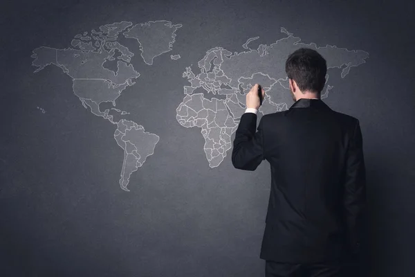 Hombre de negocios con mapa del mundo —  Fotos de Stock