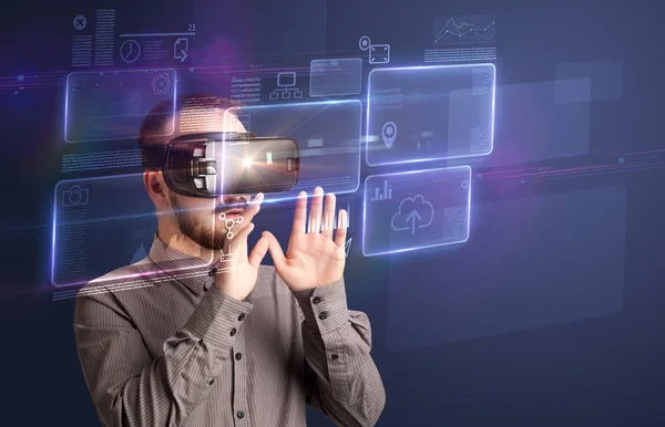 Businessman with virtual reality goggles — Stock Photo, Image