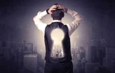 Keyhole sırt ile ayakta işadamı