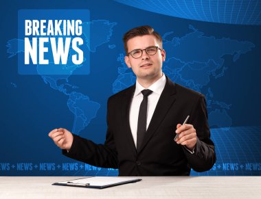 Önünde söylemek Haberler mavi mo ile televizyon sunucusu