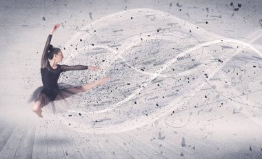 Performans balet enerji patlama parçacık ile atlama