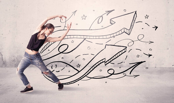 Street dancer with arrows and stars