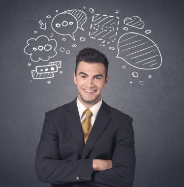 konuşma balonları ile işadamı 